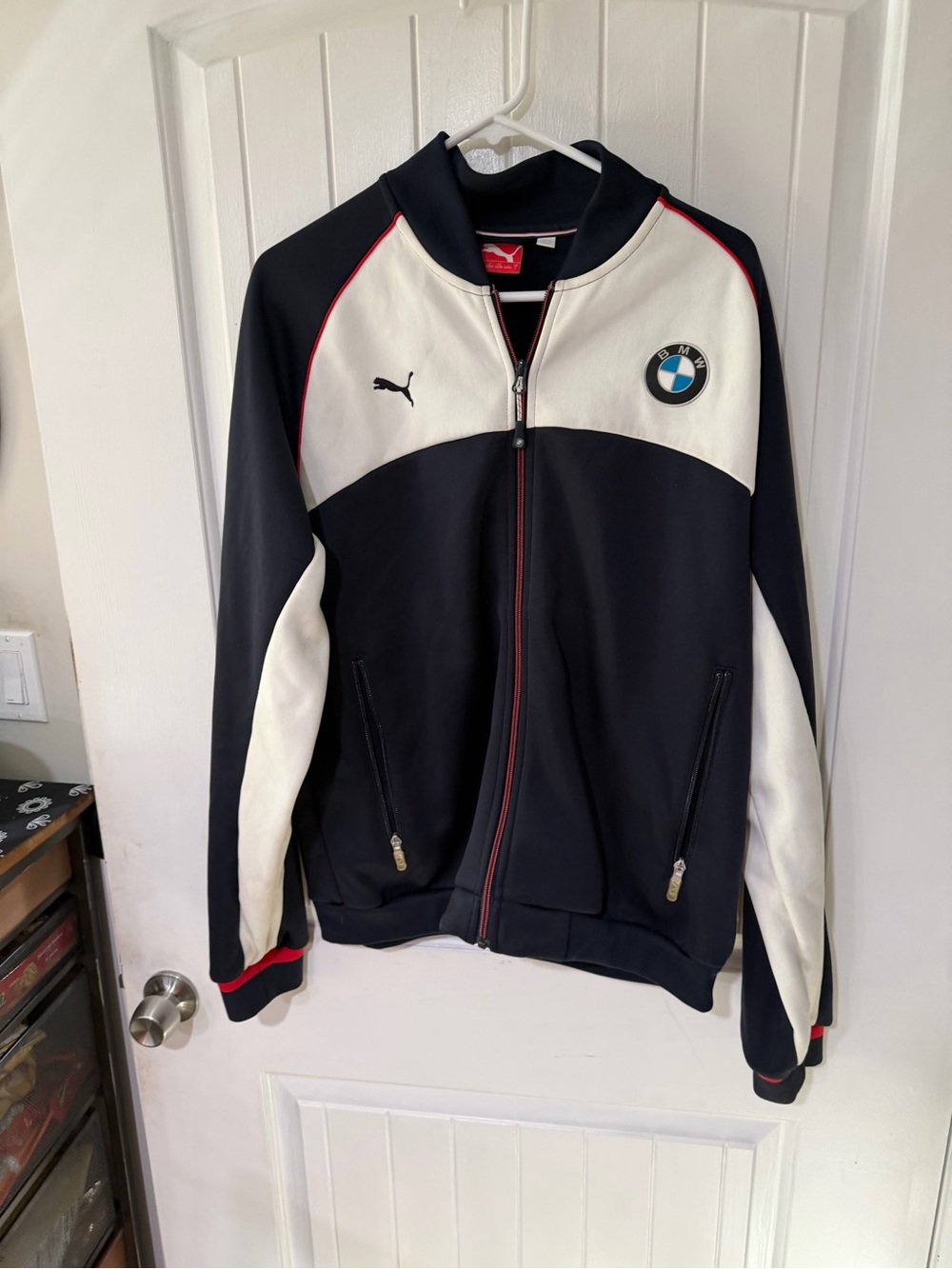 Puma Men's Black and White BMW Racing Bomber Jacket